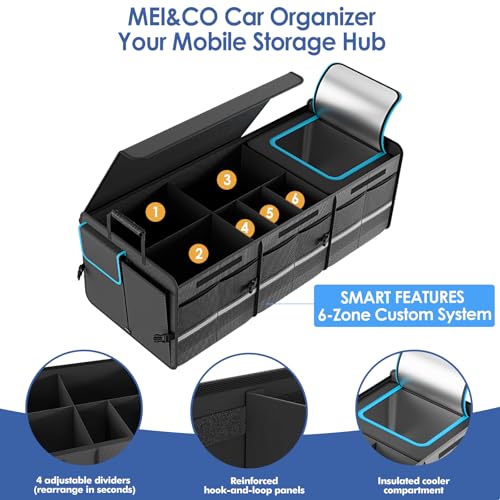 Car Trunk Organizer - 2.5mm PP Board Built, 35L Leakproof Cooler, 105L Capacity, 2 Tie-Down Straps, 4 Adjustable Dividers, Foldable Design for SUVs, Trucks, and Cars - view 4