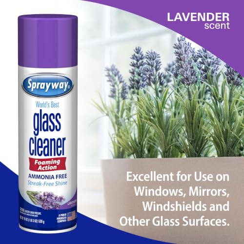Glass Cleaner Lavender Scent Foaming Aerosol Spray, 19oz, Pack of 6 | Ammonia-Free, Streakless, Fast-Acting | Cleans & Polishes Glass Surfaces | Removes Fingerprints, Dust, Dirt, Smoke Film - view 3