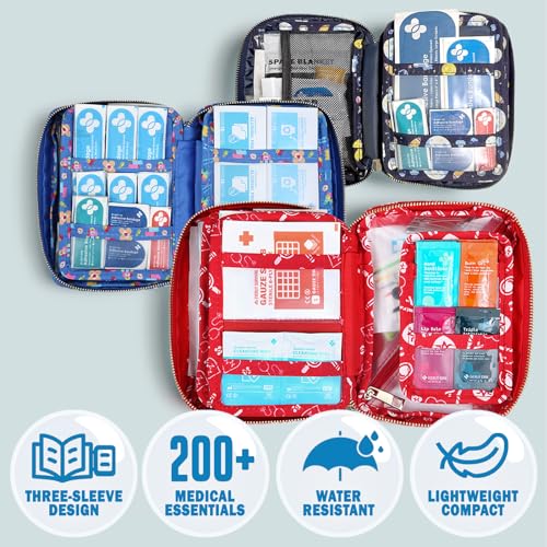 Care Rescue Pack | Family-Friendly First Aid Kit for Kids with 200 Pcs Medical Supplies | Travel-Friendly Compact Storage Bag for Home, Car, Travel, Camping, Adventure (Rainbow) - view 6