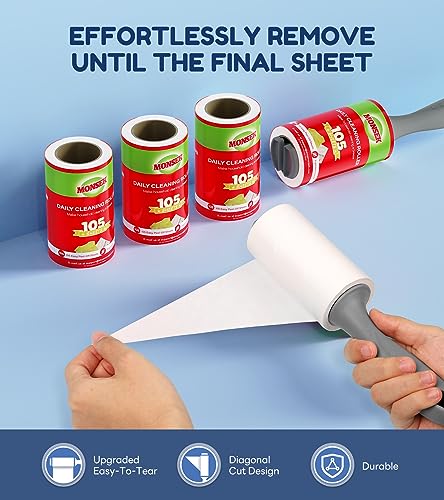 4X Extra Sticky Lint Roller for Pet Hair, Lint Rollers 315 Sheets Mega Value Set, Pet Hair Remover with 3 Upgraded Handle 3 Rollers, Portable Lint Remover for Clothes, Furniture, Dog & Cat Hair - view 4