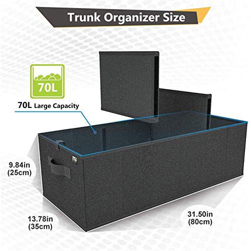 Trunk Organizer for SUV, Car Organizer, Collapsible Trunk Organizer for Car, Non-Slip Bottom, Storage Organizer for Sedans, Van, Jeep, Grocery, Large 3 Compartments, Black 32"×13"×10.6" - view 3