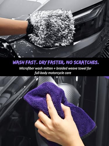 7PCS Motorcycle Cleaning & Polishing Kit, All-in-One, Purple - view 5