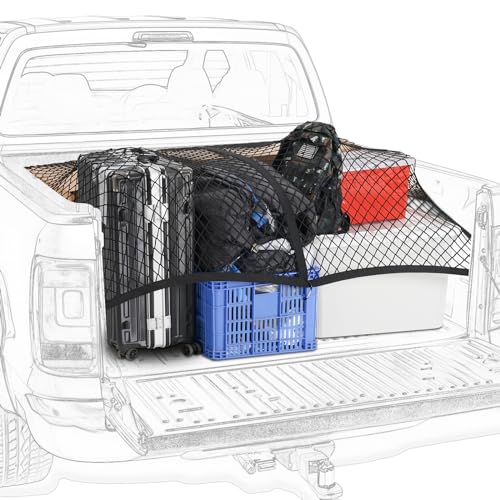 Heavy Duty Cargo Net for Pickup Truck Bed - 4' x 4' Stretches to 8' x 8' - Sturdy Latex Bungee Net Mesh - Truck Bed Accessories for Dodge RAM, Ford, Chevy, Toyota - view 2