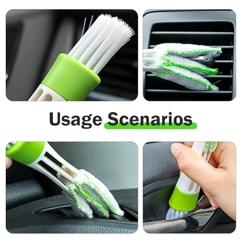 3 PCS Mini Car Air Vent Gap Duster Brush, Double Ended Soft Bristle Dashboard Window Blind Duster, Deep Cleaning Car Interior Dust Remover Tool for Most Cars SUVs Trucks (Green) - view 7