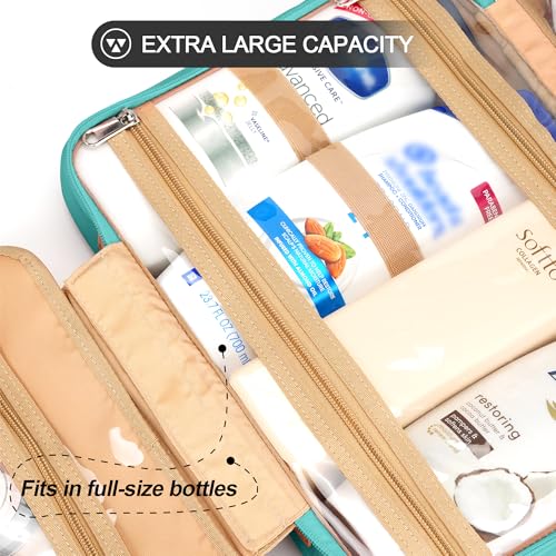 Travel Hanging Toiletry Bag for Women, Cruise Ship Essentials, with Jewelry Organizer, Extra Large Makeup Dopp Kit, Waterproof Cosmetic Bags, Toiletries Kit Set with Trolley Belt, Blue - view 4