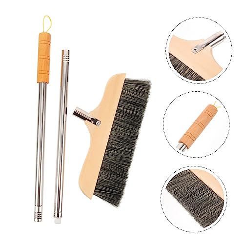 Wooden Broom with Stainless Steel Handle Soft Bristle Cleaning Brush for Hardwood Floors Carpets Indoor Use Lightweight Anti-Static Design for Easy Sweeping - view 2