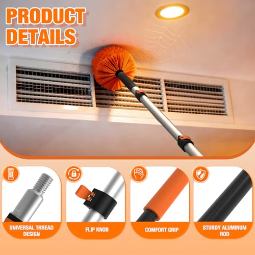 20FT Cobweb Duster with Extension Pole, Spider Web Brush for Cleaning Extendable, Professional Ceiling and Corner Dusters for Outdoor Indoor Use - view 3