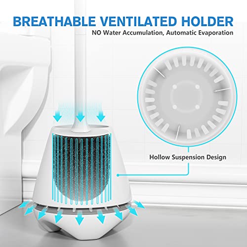 Toilet Brush and Holder 2 Pack, Toilet Brush with Ventilated Holder, Toilet Bowl Brush with Long and Large Handle for Bathroom-Toilet-Cleaning-Bristles-Comfortable - view 2
