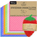 [12Pack+1Loofah Dish Sponge] 100% Natural Biodegradable Swedish Dishcloths for Kitchen | No-Discoloration, No-Odor, Super Absorbent Dish Sponge | Paper Towel, Dust Wipes Replacement