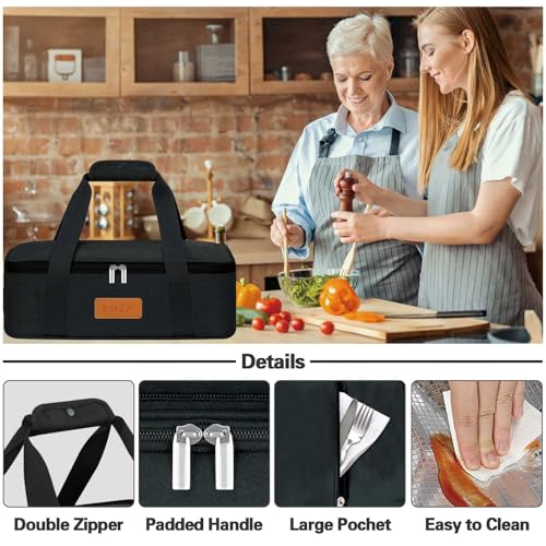 Insulated Casserole Carriers for Hot or Cold Food, Lasagna Holder Tote for Potluck Parties, Beach, Picnic, Travel, Fits 11x15 or 9x13 Dish (Black) - view 4