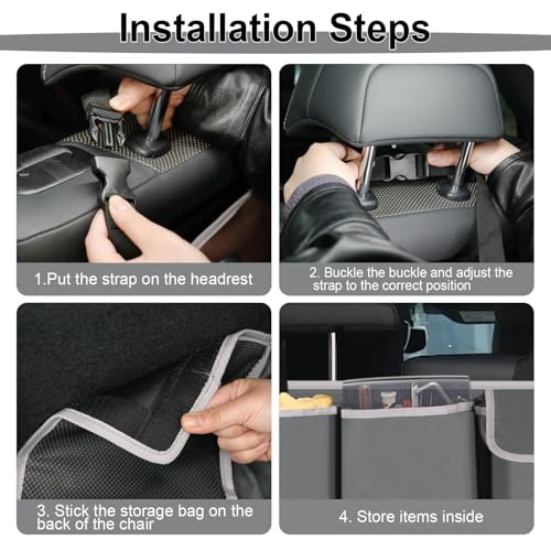 Trunk Hanging Organizer, Backseat Storage Bag, Collapsible Car Interior Accessories with 4 Pockets & 2 Mesh Pouches for Tools, Provide More Storage Trunk Space for SUV, Jeep, MPVs (Grey) - view 6