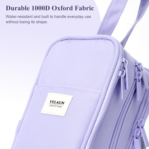 Pencil Case Pouch, Large Capacity Pencil Box Bag, Aesthetic Pen Organizer for School Supplies, Cute Preppy Stuff for Girls Boys Kids, Back to College Stationery, Purple - view 4