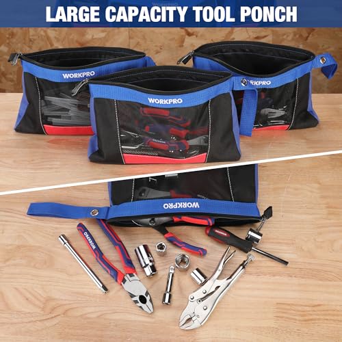 12" Tool Pouches with Zipper, Heavy-Duty Small Tool Bag, Utility small tool pouch for Tool Organizers and Storage, Mini Tool Bag, 3 Pack - view 3