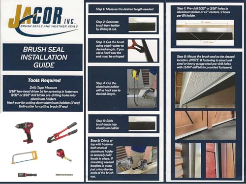 JaCor 3.0" Nylon Brush Seal Weatherproofing, 3.0" Brush Seal x 1.0" 45deg Holder x 8ft.+ 8ft Long Brushes (16ft Total) - view 7