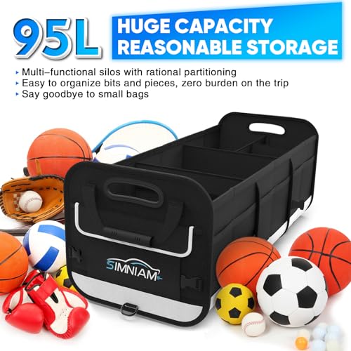 Large Car Trunk Organizer - with 5 Compartments Trunk Organizers and Storage SUV, Reinforced Handle, Securing Straps, Trunk Organizer Available for Car, SUV, Truck, Minivan - view 3