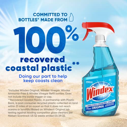 Refill Bundle of Glass and Window Cleaner Spray, Original Blue Scent, Bundle Including 23 Fl Oz Spray & a 32 Fl Oz Refill Bottle, Surface Cleaning Spray, Household Cleaning Essentials - view 3