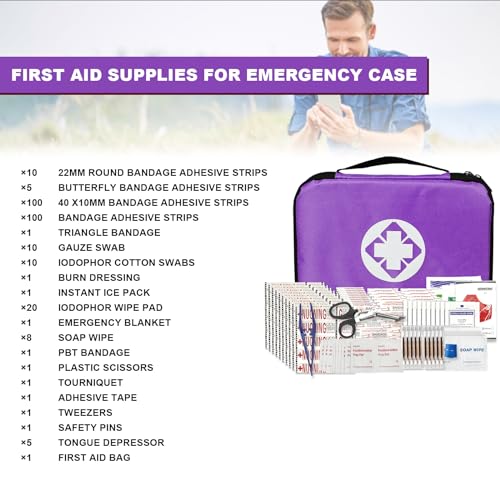 First Aid Kit 300PCS Car Home Camping Essentials Purple - view 2