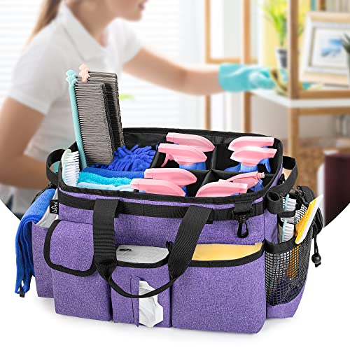 Large Wearable Cleaning Caddy Bag with Detachable Divider, Purple - view 6