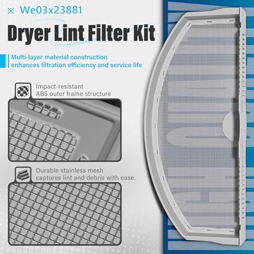 WE03X23881 Dryer Lint Trap Screen Filter Replacement for GE Dryers, Compatible with GTD65EBSJ3WS, GTD33EASK0WW, GTD42EASJ2WW, GTD42GASJ2WW, GTD45EASJ2WS Replaces PS11763056 with Cleaning Brush - view 2