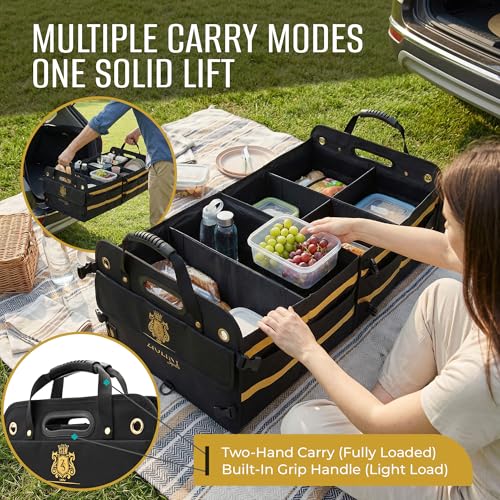 Car Trunk Organizer for SUV Large Trunk Storage with Removable Dividers, Heavy Duty Oxford Cargo Holder, Non-Slip Base, Collapsible Storage Organizer for SUV, Sedan, Truck - view 4