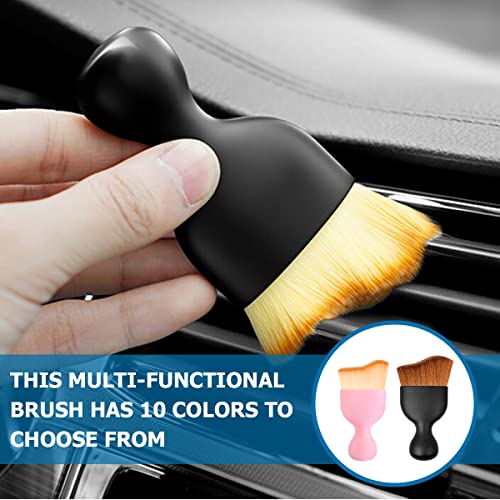 Car Detailing Brush, Auto Interior Dusting Brush, Car Soft Bristle Cleaning Tool, Universal Car Interior Crevice Brush for Dashboard, Air Conditioner Vents, Leather, Computer (Brown) - view 5