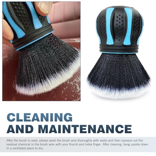 Car Detailing Brush, Multifunctional Soft Cleaning Brush for A/C Vents and Seat Gaps, Non-Slip Handle Ball-Shaped Multi-Function Cleaning Tool with Storage Rack, for Most Cars (Blue) - view 5