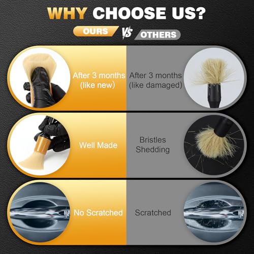 10PCS Car Detailing Brush Set,Boars Hair Detail Brush Kit(Gold) - view 7