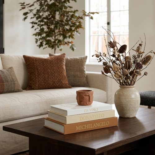 3-Piece Linen Decorative Book Box Set, Fabric Covered Fake Books for Shelf Decor, Modern Aesthetic Storage Books with Secret Compartment, Neutral Home Decor (Terracotta-Beige-White) - view 2