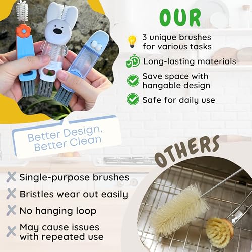 Cup Lid Cleaning Brush, 3 in 1 Cup Cleaner Brush New Multifunctional Lid Cleaner Lid Brush Cleaning Tool Multipurpose Bottle Gap Cleaner Brush Blue - view 4