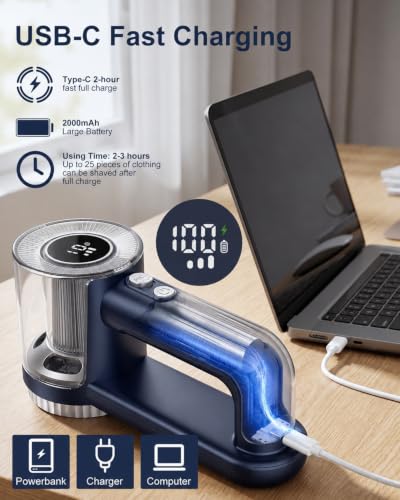 2-in-1 Rechargeable Lint Shaver, 3 Extra Blades - view 6