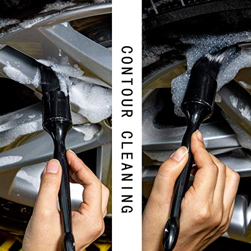 Car Detailing Brush Set, 5 Pack Auto Black Detail Brushes, Comfortable Grip and Scratch-Free Cleaning Brush for Car Interior or Exterior, Wheels, Tires, Engine Bay, Leather Seats, Door Panels, Emblems - view 6