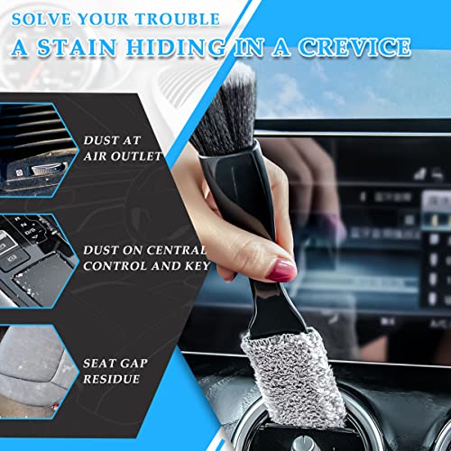 2 PCS Double Head Brush for Car Clean, Soft Auto Interior Duster Detailing Brushes, Universal Vehicle Dashboard Screen, Air Vents, Computer etc Cleaning Tool Accessories (Black) - view 3