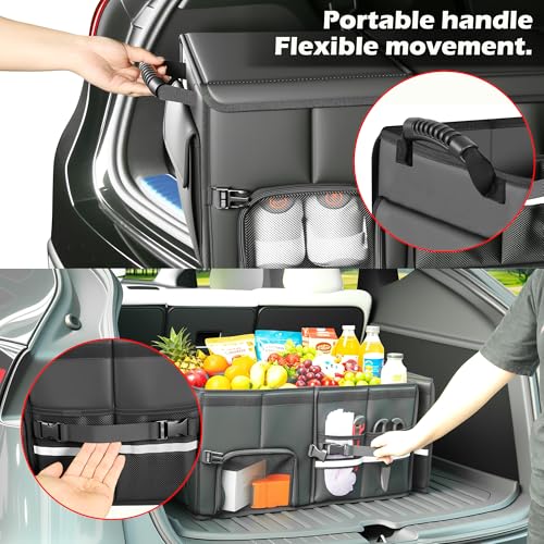 Trunk Organizer Car Organizer Leather Storage Box 3-grid Foldable - view 4