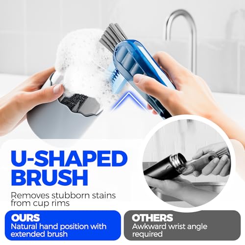 6 Pack 4 in 1 Cup Lid Cleaning Brush 3 Straws Bottle Brush,Black - view 2