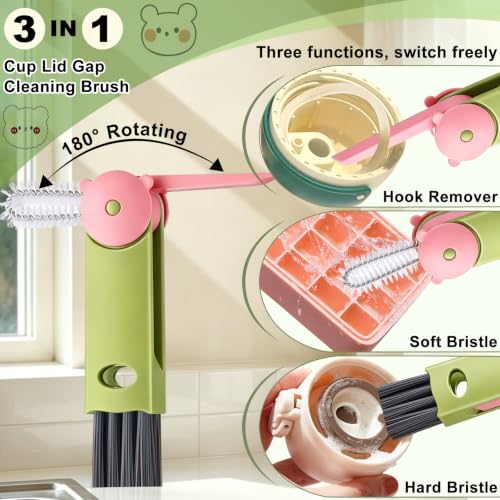 3 in 1 Cup Lid Gap Cleaning Brush, Multifunctional Bottle Lid Cleaner Brush, Home Kitchen Crevice Brush Cleaning Tools for Tight Spaces & Bottle Gaps, Portable Small Brush 3 PCS - view 2
