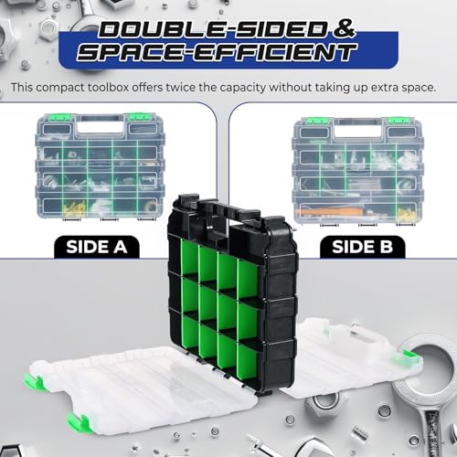 2 Pack Small Parts Organizers, 34-Compartments Double-Sided Tool Box - view 5
