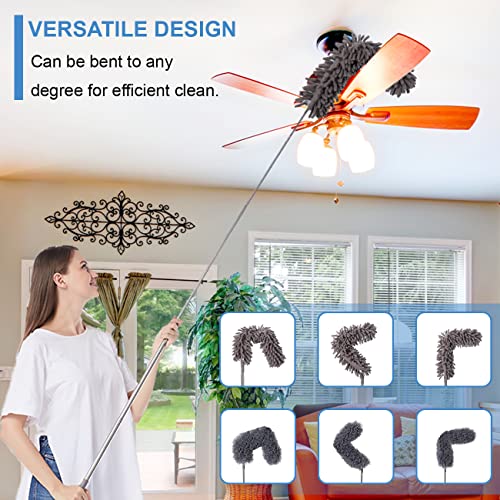 Upgraded Dusters for Cleaning (6pcs), Ceiling Fan Duster with 100" Thickened Extension Pole, Extendable Long Microfiber Duster for High Ceilings, Reusable & Washable Dusting Wand - view 5