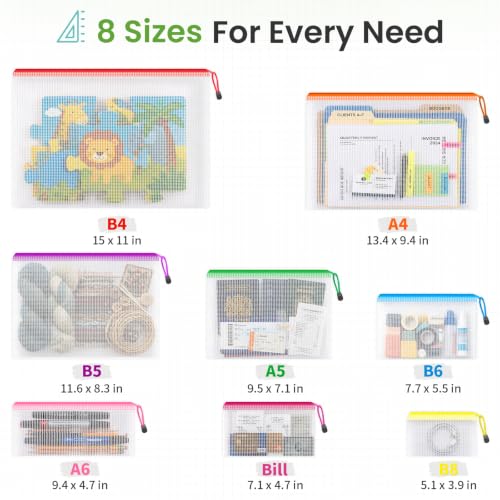 A5 Mesh Zipper Pouches 24 Pack, Color Storage Bags for Organizing - view 2