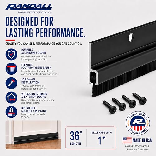 Door Sweeps – Aluminum & Brush | Brush Sweeps for Gaps Up to 1” | Black Holder | 3 Feet | Fill Gaps & Keep Unwanted Debris Out - view 4