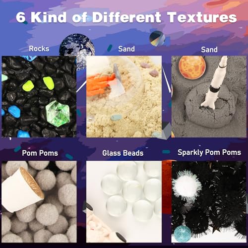 Space Themed Sensory Bin Filler,Planet Toys for Kids, Universe Solar System for Autistic Children, Space Astronauts Sensory Toys for Toddlers with 9 Planets, Sand, 3 Tools and More - view 3