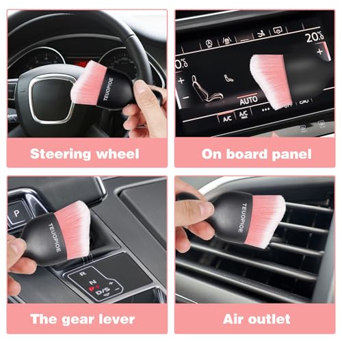Car Detailing Brush for Interior Dusting and Air Vents,Pink White - view 7