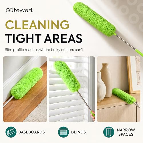 Extendable Microfiber Duster, 360° Bendable Head, 55 Inch Green - view 4