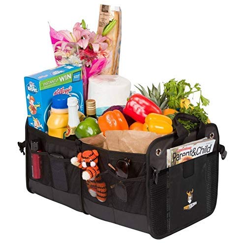 Convertible SUV Trunk Organizer | Truck Bed Organizer for SUVs, Autos, Trucks and Jeeps with Tie Down Straps