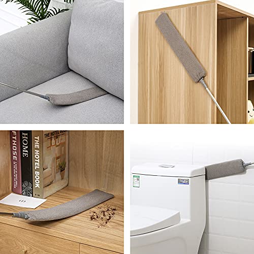 Upgraded Under Appliance Cleaning Gadgets, Microfiber Gap Duster, Skinny Flat Duster with Extendable Pole 26-55 Inches, Suitable for Underneath Cleaning of Furniture, Fridges, Couch, Stove, Bed - view 2