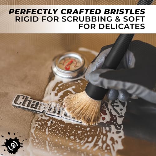 Boar Hair Detailing Brush Set, Comfortable Grip and Heavy-Duty Scrubbing for Interior, Exterior, Engine Bay, Wheels, Exhaust Tips, Textured Plastic - view 5