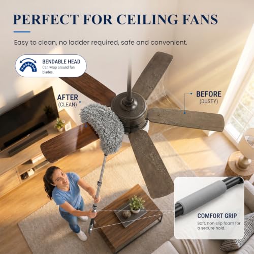 Cobweb Duster Kit with Extension Pole, 110-Inch Reach High Ceiling Fan Duster, Spider Web Brush with Telescoping Pole, Bendable Microfiber Duster for Wall Edges, Corners & Hard-to-Reach Areas - view 3