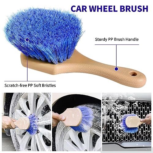 62'' Car Wash Brush with Long Handle Chenille Microfiber Car Wash Mop Mitt Kit Car Detailing Brush Cleaning Kit Window Squeegee Car Duster Drying Towels Tire Brush for Cars RV Truck Boat - view 3