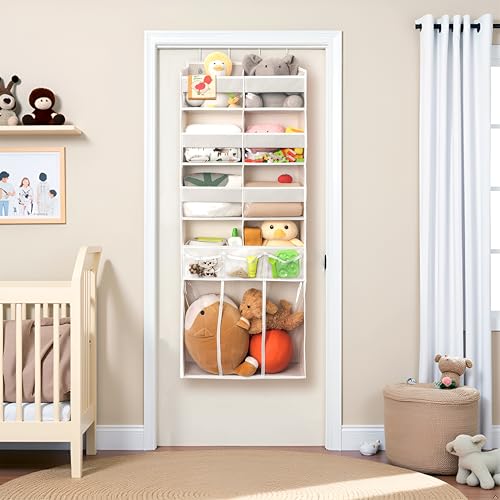 Extra Large Over The Door Organizer with Clear Pockets - 8 Compartments & XL Bottom Storage, Heavy-Duty Hanging Organizer for Bathroom, Bedroom, Closet (57 Inch Height). - view 6