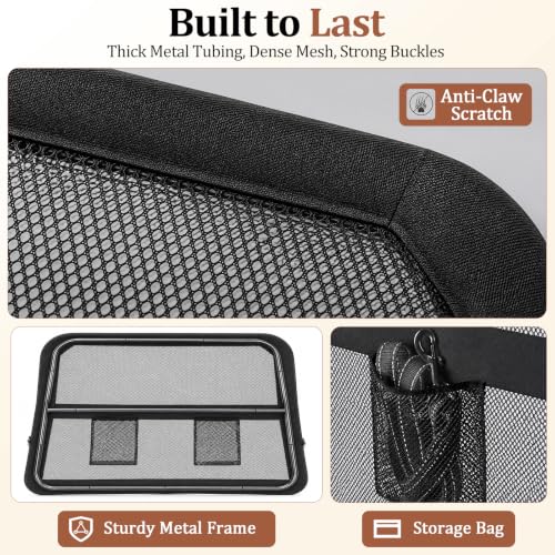 Dog Car Barrier for Cars SUVs Trucks – 50" Wide Pet Divider for Back Seat & Cargo Area, Heavy-Duty Metal Frame with Chew-Proof Transparent Mesh, Universal Fit Car Dog Gate for Travel Safety - view 6