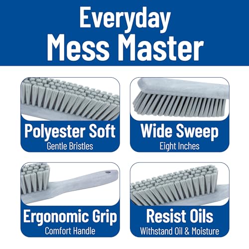 8 Inch Soft Counter Brush with Polyester Bristles and 5 Inch Handle, Color Coded Handheld Broom for Tables Countertops and Foodservice Surfaces, Gray - view 5